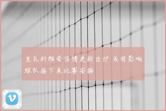 克瓦科维奇伤情更新出炉 或将影响球队接下来比赛安排